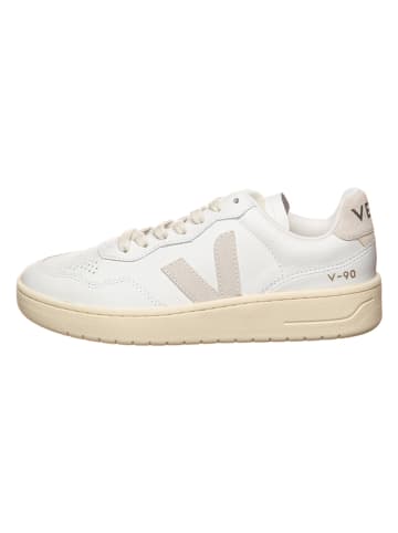 Veja Skórzane sneakersy "V 90" w kolorze biało-beżowym