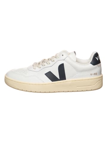 Veja Skórzane sneakersy "V 90" w kolorze biało-czarnym
