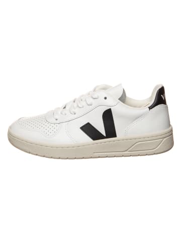 Veja Leder-Sneakers "V 10" in Weiß/ Schwarz