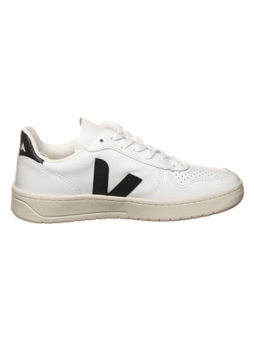 Veja Leder-Sneakers "V 10" in Weiß/ Schwarz
