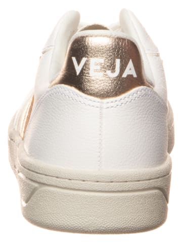 Veja Skórzane sneakersy "V 10" w kolorze złoto-białym