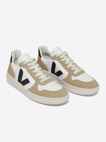 Veja Leren sneakers "V 10" wit/zwart/beige