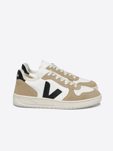 Veja Skórzane sneakersy "V 10" w kolorze biało-beżowo-czarnym