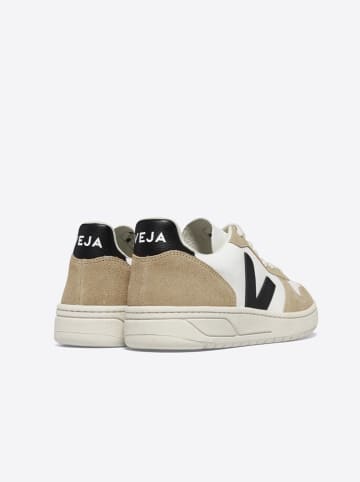 Veja Skórzane sneakersy "V 10" w kolorze biało-beżowo-czarnym