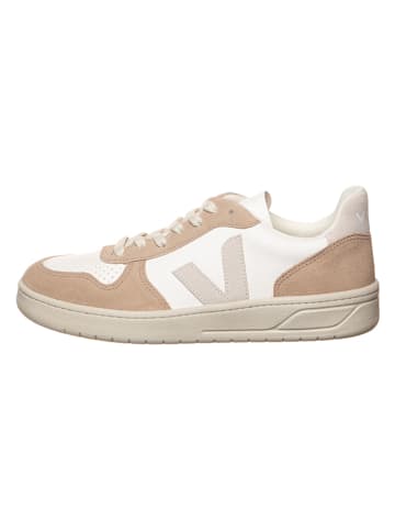 Veja Skórzane sneakersy "V 10" w kolorze biało-beżowym