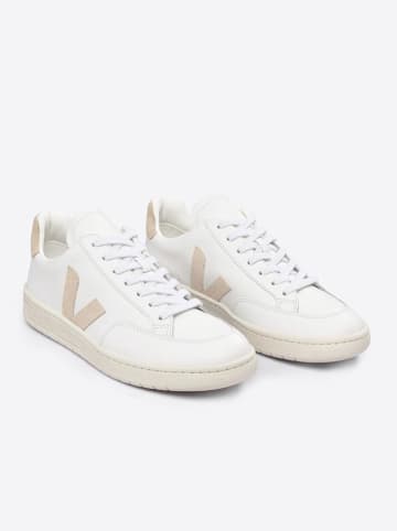 Veja Skórzane sneakersy "V 12" w kolorze biało-beżowym