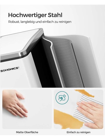 SONGMICS Mülleimer in Weiß/ Silber- (B)61 x (H)55,5 x (T)31,5 cm