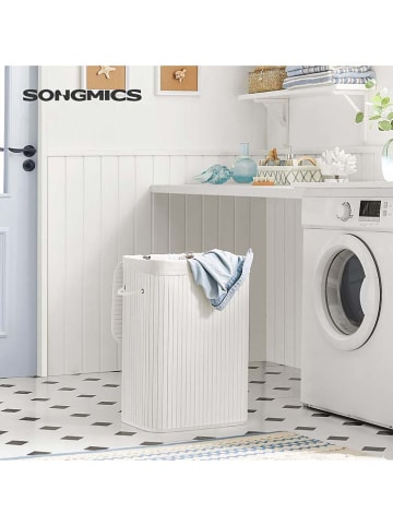 Songmics Kosz w kolorze biało-jasnobrązowym na pranie - 30 x 60 x 40 cm