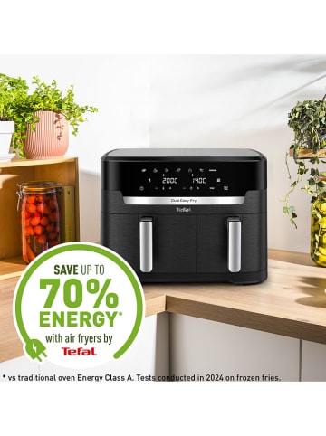 Tefal Doppelkammer-Heißluftfritteuse "Dual Easy Fry" in Schwarz - 11 l