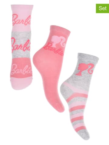 Barbie 3-delige set: sokken "Barbie" lichtroze/grijs