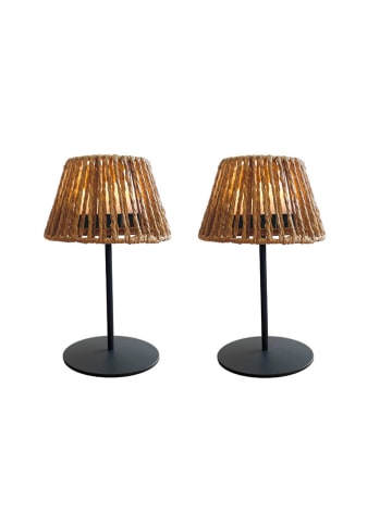 lumisky 2er-Set: LED-Tischleuchten "Twins Raffy" in Braun - (H)23,5 x Ø 12 cm