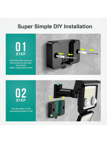 lumisky 2er-Set: LED-Solarleuchten in Schwarz - (B)26,7 x (H)15,3 cm