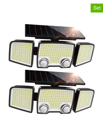 lumisky 2er-Set: LED-Solarleuchten in Schwarz - (B)28 x (H)13,5 cm