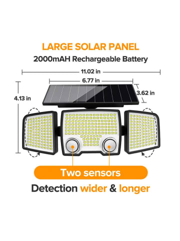 lumisky 2er-Set: LED-Solarleuchten in Schwarz - (B)28 x (H)13,5 cm
