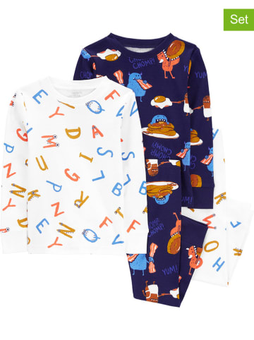 carter's 2er-Set: Pyjamas in Weiß/ Dunkelblau