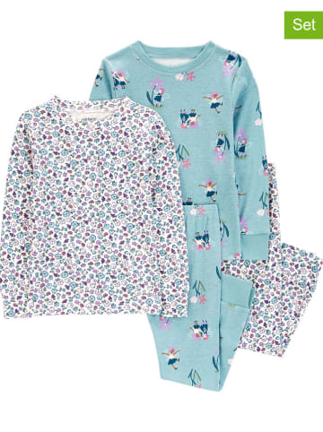 carter's 2er-Set: Pyjamas in Weiß/ Hellblau