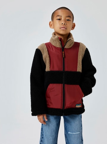 name it Fleecejacke "Milano" in Schwarz/ Rot/ Beige