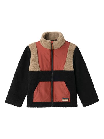 name it Fleecejacke "Milano" in Schwarz/ Rot/ Beige