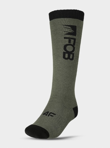 4F 2-delige set: ski-/snowboardsokken groen/kaki