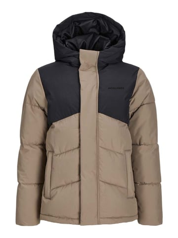 JACK & JONES Junior Doorgestikte jas zwart/lichtbruin
