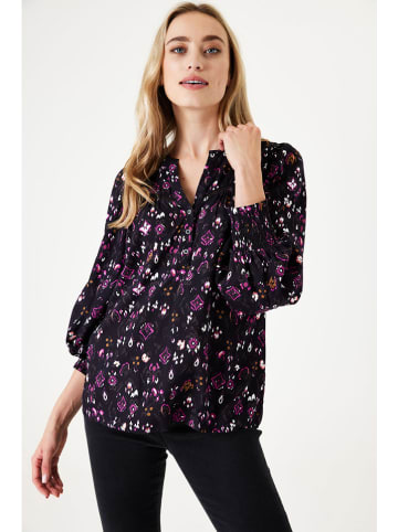 Garcia Blouse zwart/lichtroze/geel