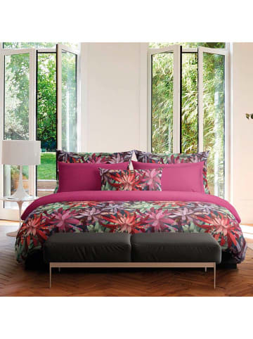 Satin-Bettwäsche-Set in Pink/ Grün