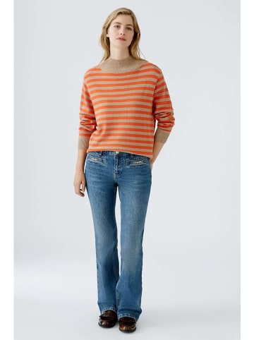 Oui Pullover in Beige/ Orange