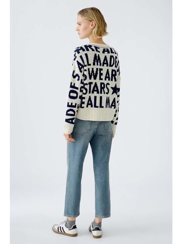 Oui Pullover in Creme/ Dunkelblau