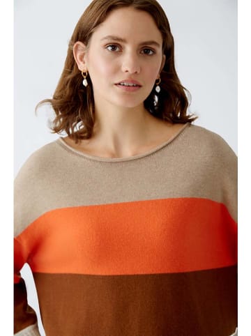 Oui Pullover in Beige/ Orange/ Braun