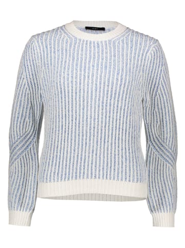Oui Pullover in Blau/ Weiß