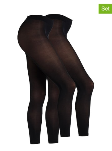 camano 2er-Set: Leggings "Online everyday" in Schwarz - 60 DEN