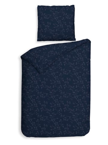 HNL Flanellen beddengoedset "Alloro" donkerblauw