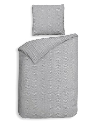 HNL Flanellen beddengoedset "Spina" lichtgrijs