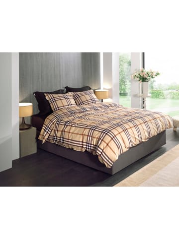 HNL Komplet pościeli flanelowej "Leonardo" w kolorze beżowym