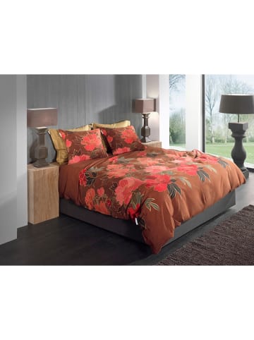 HNL Flanellen beddengoedset "Francesco" lichtbruin/oranje