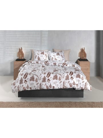 HNL Flanellen beddengoedset "Autunno" wit/lichtbruin