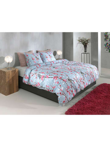 HNL Flanell-Bettwäsche-Set "Milena" in Hellblau/ Rosa