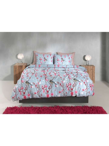HNL Flanell-Bettwäsche-Set "Milena" in Hellblau/ Rosa