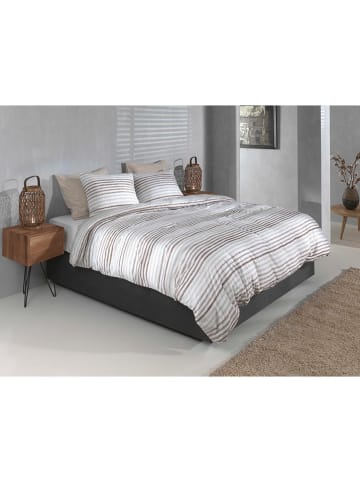 HNL Flanellen beddengoedset "Pia" crème/lichtbruin