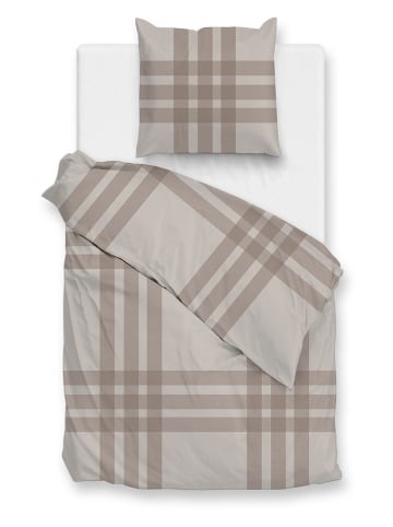 HNL Flanellen beddengoedset "Rombi" beige/lichtbruin
