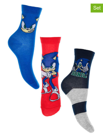 Sonic Skarpety (3 pary) "Sonic" ze wzorem