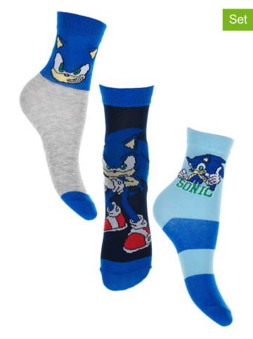 Sonic Skarpety (3 pary) "Sonic" ze wzorem