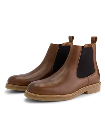 TRAVELIN' Leder-Chelsea-Boots "Glaston" in Hellbraun