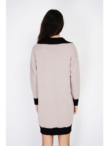 C& Jo Strickkleid in Beige/ Schwarz