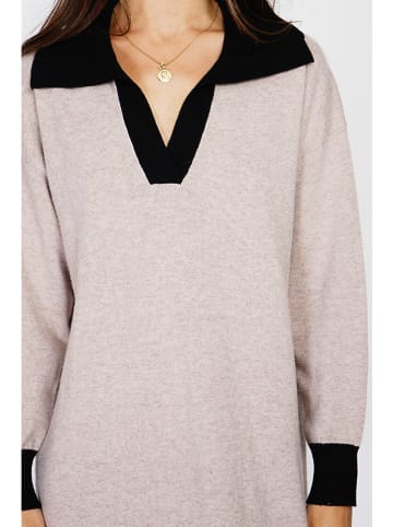 C& Jo Gebreide jurk beige/zwart
