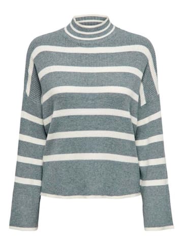 ONLY Pullover in Grau/ Weiß