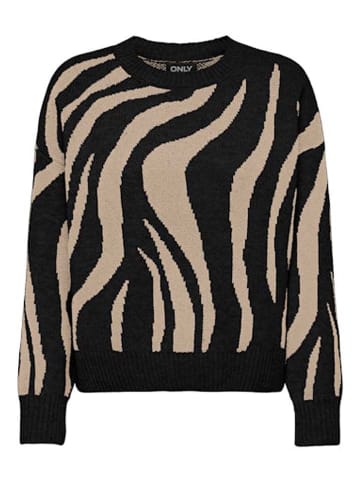 ONLY Pullover in Beige/ Schwarz
