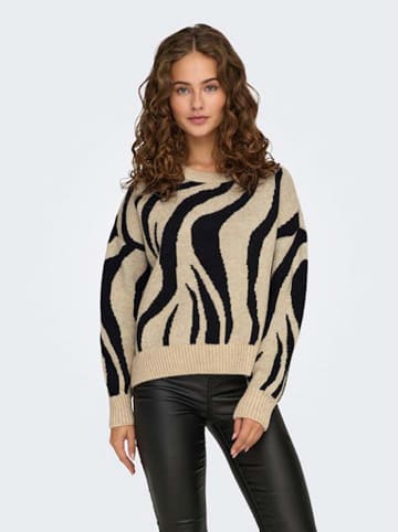 ONLY Pullover in Beige/ Schwarz