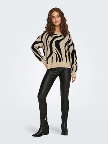 ONLY Pullover in Beige/ Schwarz