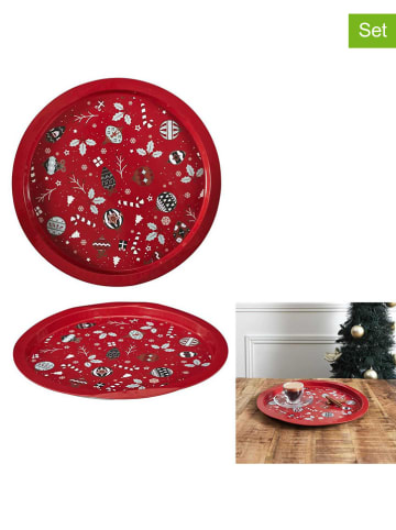 The Concept Factory 2-delige set: serveerplateaus rood - Ø 32 cm
